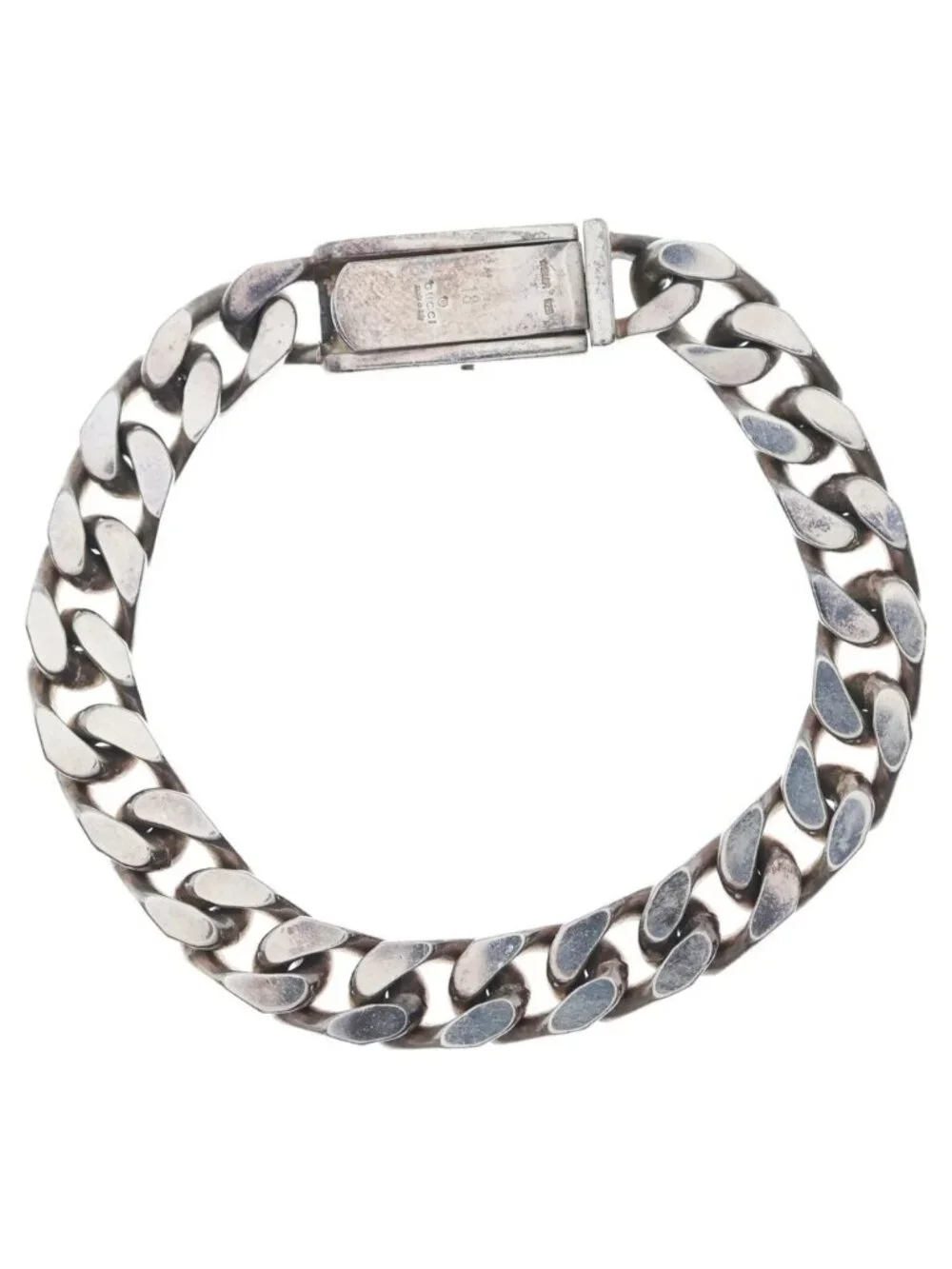 Gucci Chain Logo Plate Bracelet Silver